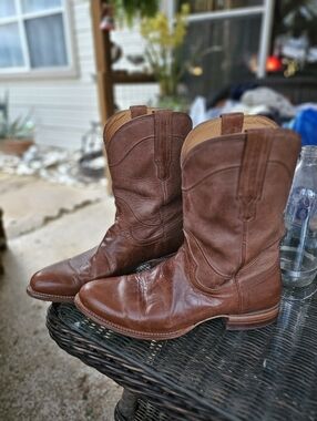 Tecovas The Earl Roper Bourbon Calfskin Leather Cowboy Boots Size 10D Mens